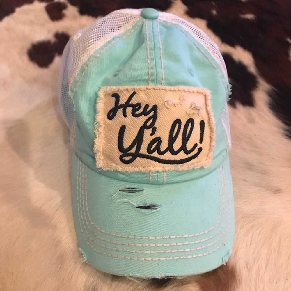 Distressed “Hey Yall” Baseball Cap